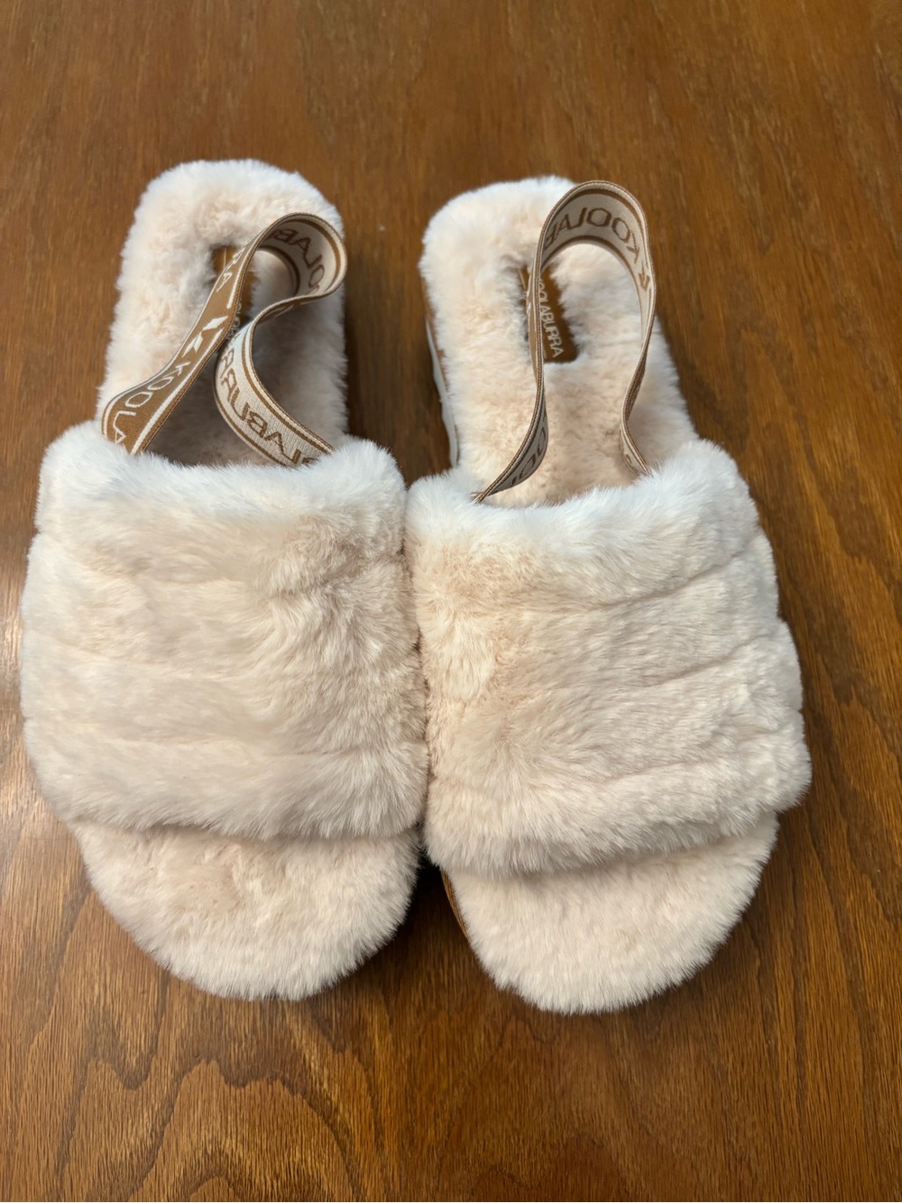 Ugg Koolaburra Plush Faux Fur Slide Slippers in Cream